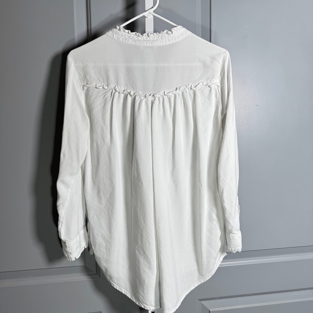 Sundance White Button Down With Ruffled Collar Sz… - image 3